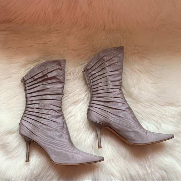 Rare JIMMY CHOO Logo Silver Gathered Booties - Picture 2 of 8